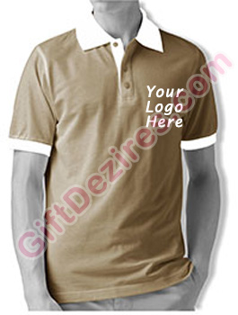 Designer Brown Desert Sand and White Color T Shirts With Logo